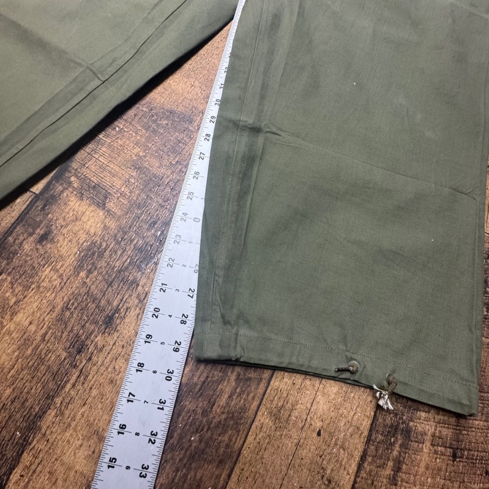 Vintage US Navy Bib Overalls Pants Dungarees Olive Green Cotton Talon Zipper L - Picture 7 of 13